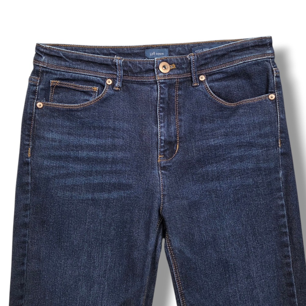 J Jill High Rise Straight Leg Jeans Womens 4 Mid Rise Denim Dark Wash - Picture 2 of 9